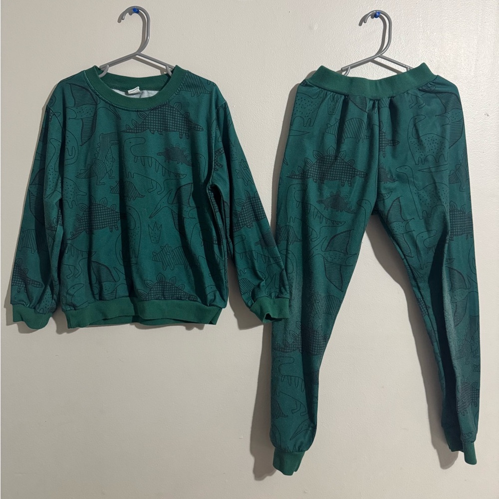 SHEIN Boys Dinosaur Print Sweatshirt & Sweatpants Set – Size 130 (6y-7y)